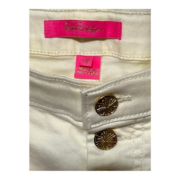 Lily Pulitzer South Ocean Jeans in Lemon Meringue High-Rise Straight Leg Size 16 - Picture 4 of 4